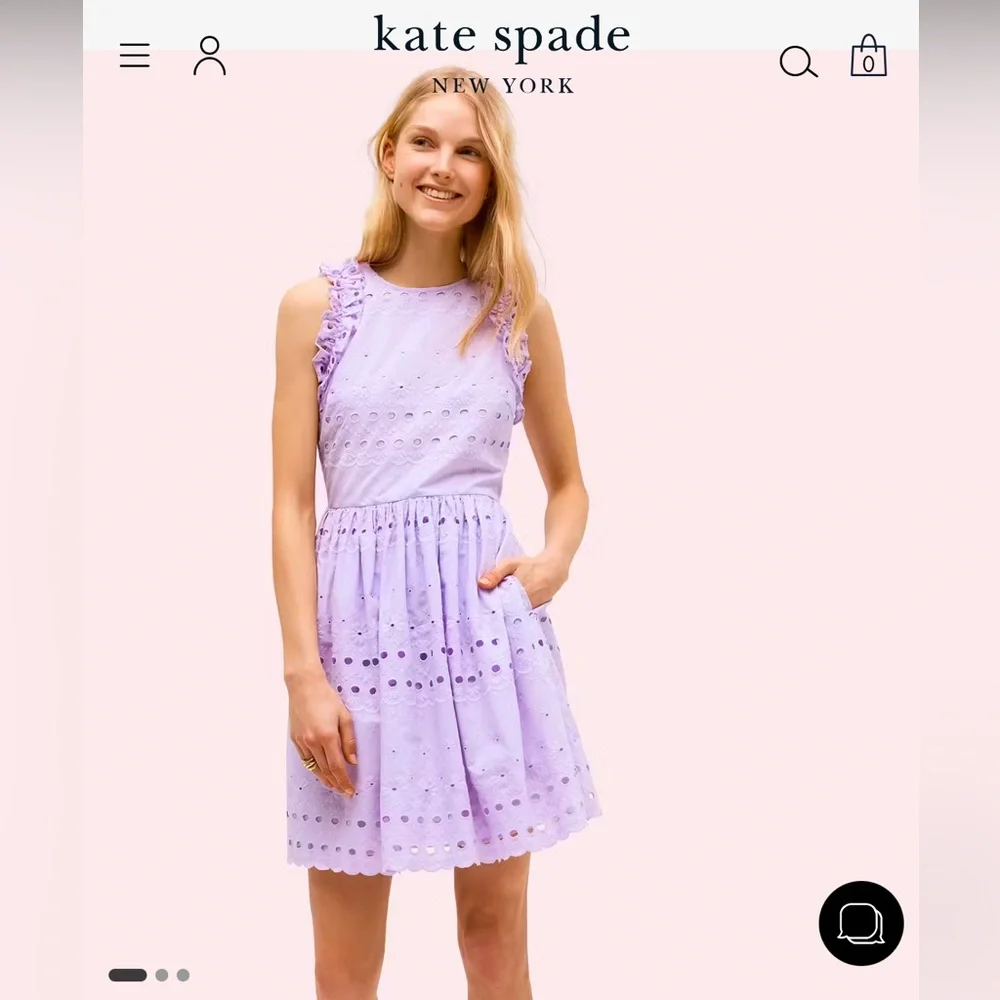 Kate Spade ♠️ Eyelet Mini dress. Size 6. Color Lilac